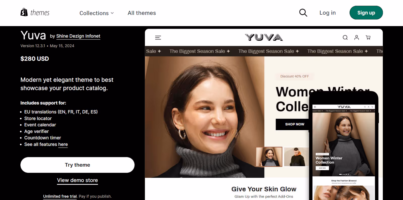 Thème beauté Yuva Shopify