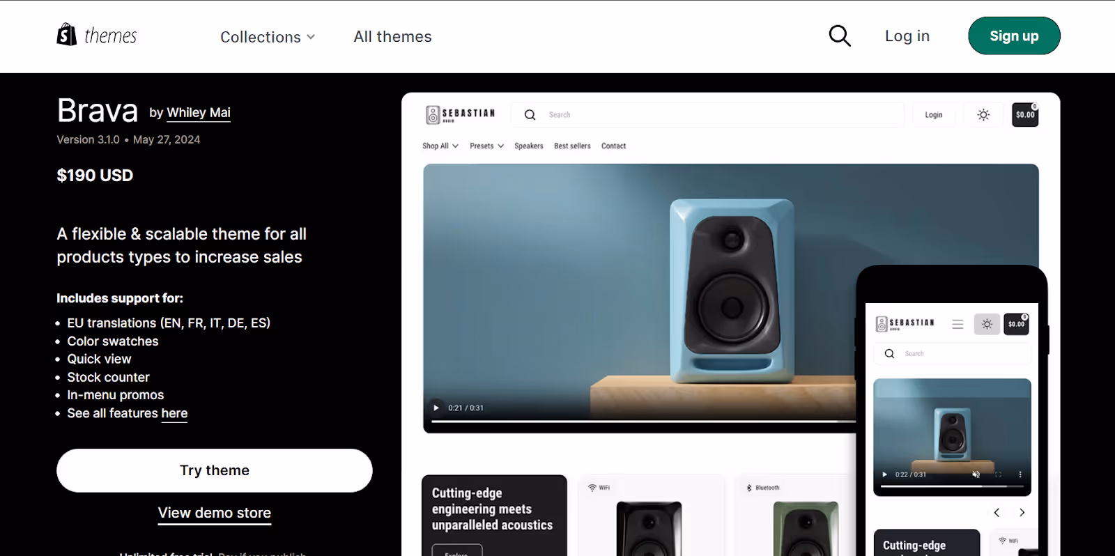 Thème électronique Brava Shopify