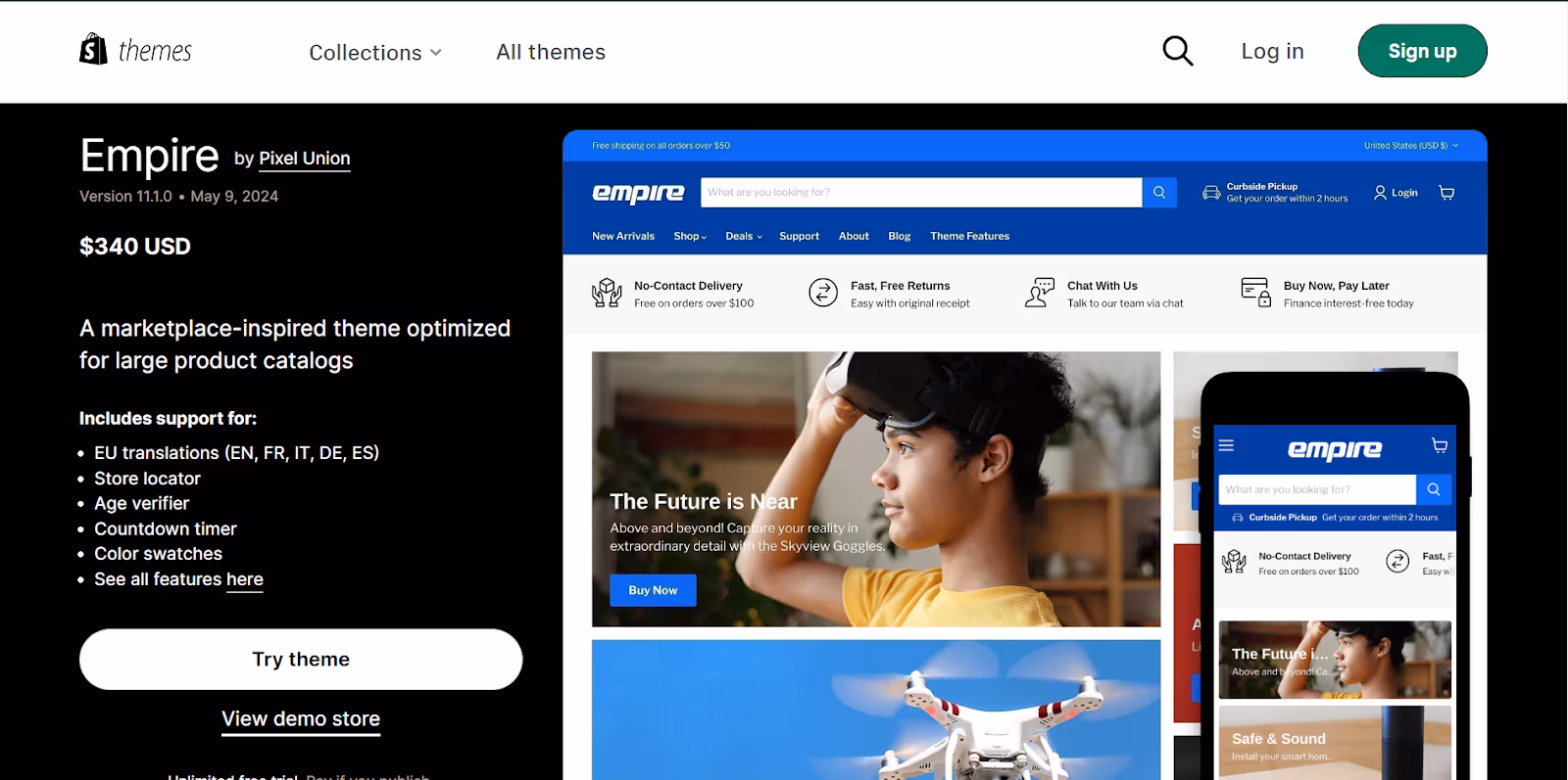 Thème électronique Empire Shopify