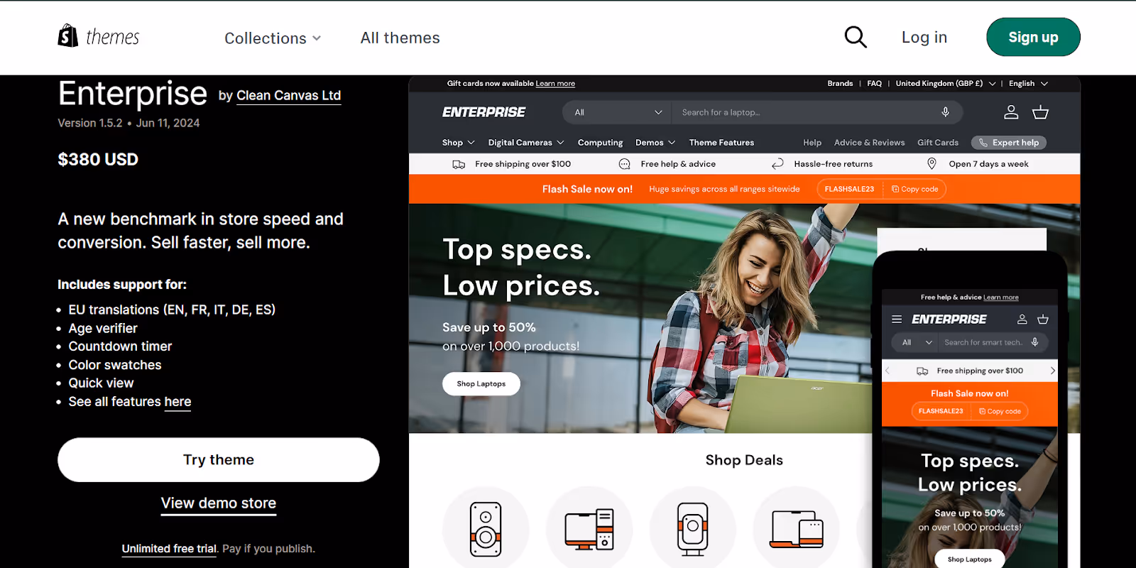 Thème électronique Shopify pour entreprise