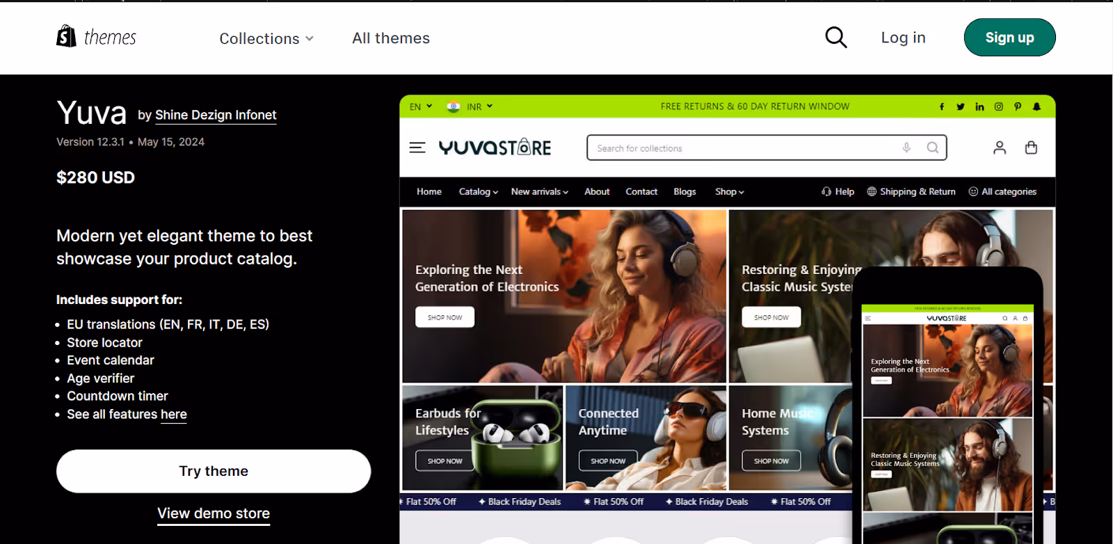 Thème électronique Yuva Shopify