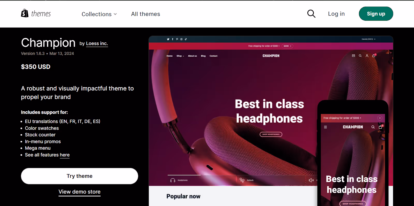 Thème Shopify champion