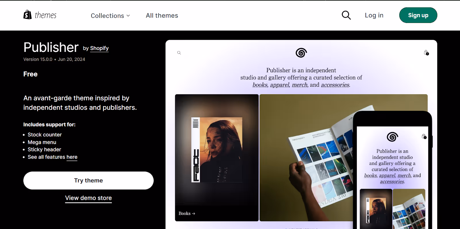Tema de Libros para Shopify Publisher