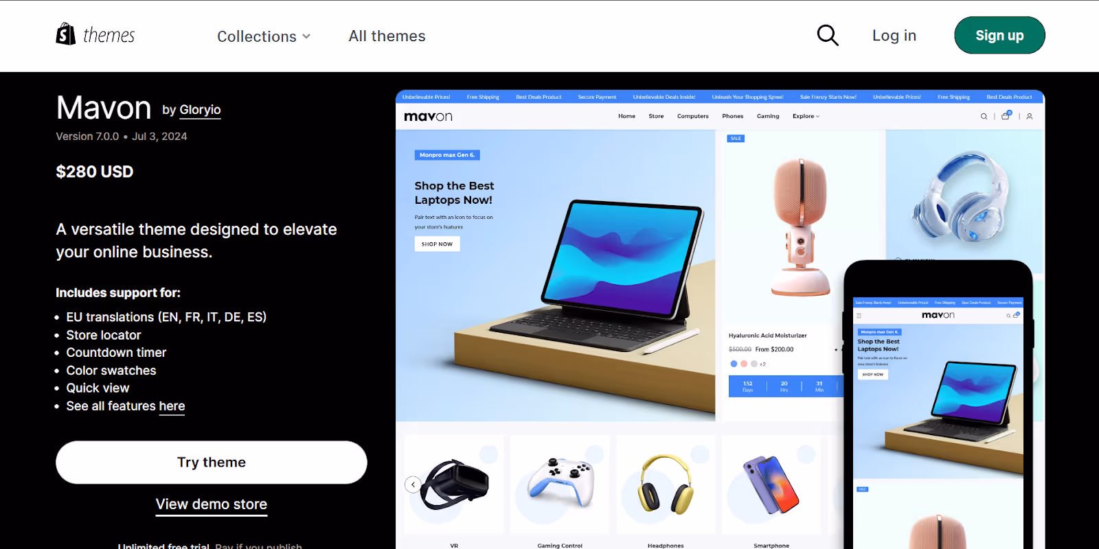 Mavon Shopify Books Theme