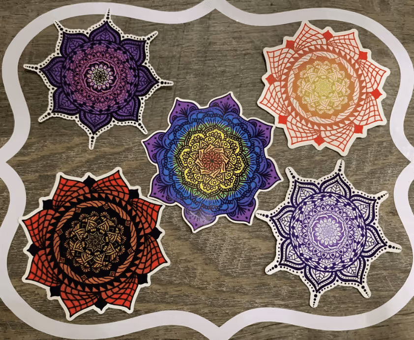 idee per adesivi personalizzati di mandala