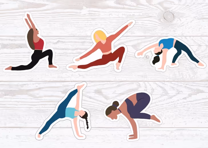 Ideas para pegatinas personalizadas de yoga