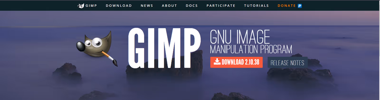 Capture d'écran du site Web de GIMP