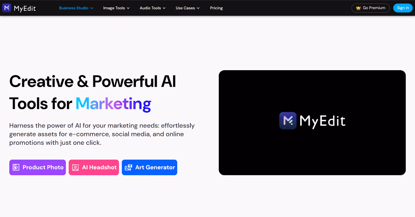 Capture d'écran de la page d'accueil - Myedit