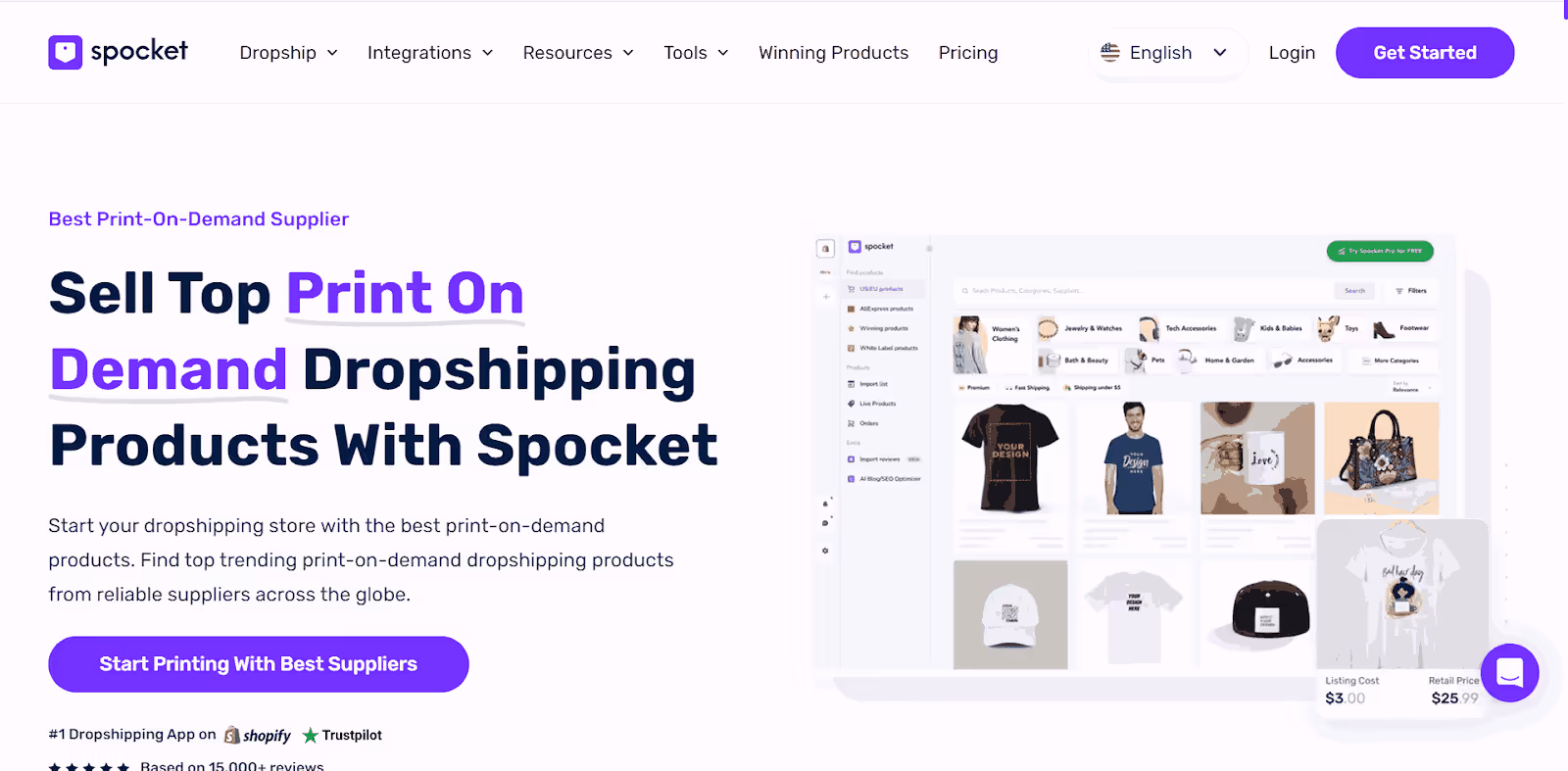 Gagnez de l'argent en ligne en Europe avec Spocket POD