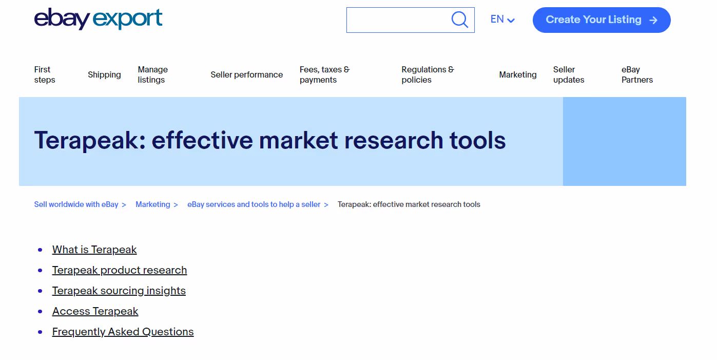 Terapeak- Free eBay Research Tool