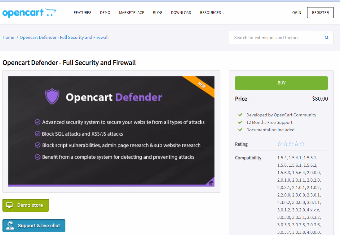 Sécurité OpenCart