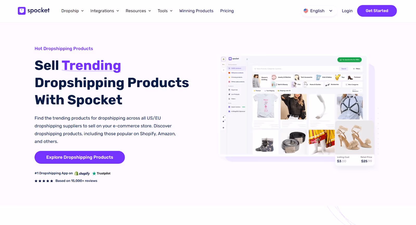 Spocket offre tutti i tipi di prodotti dropshipping