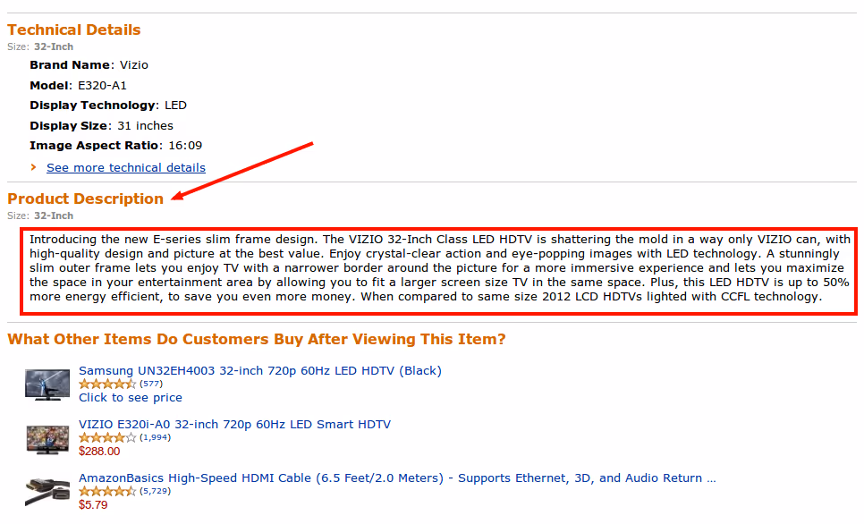 Descripción del producto de Amazon