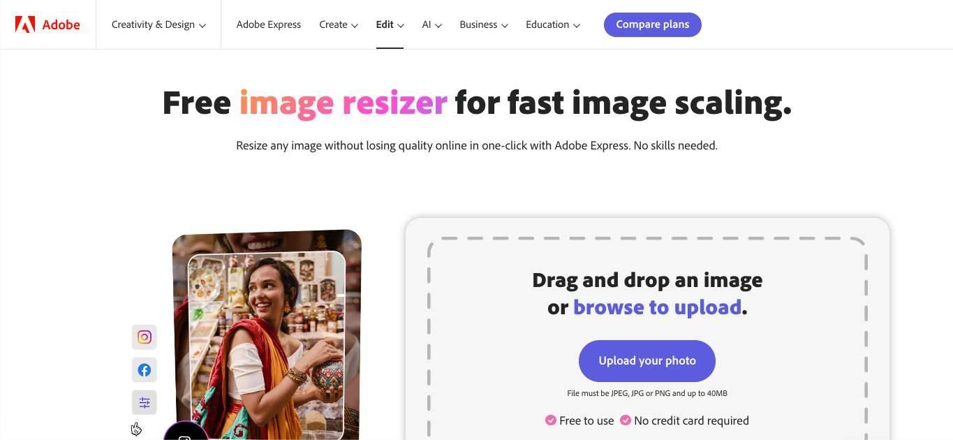 Redimensionador de imagens Adobe