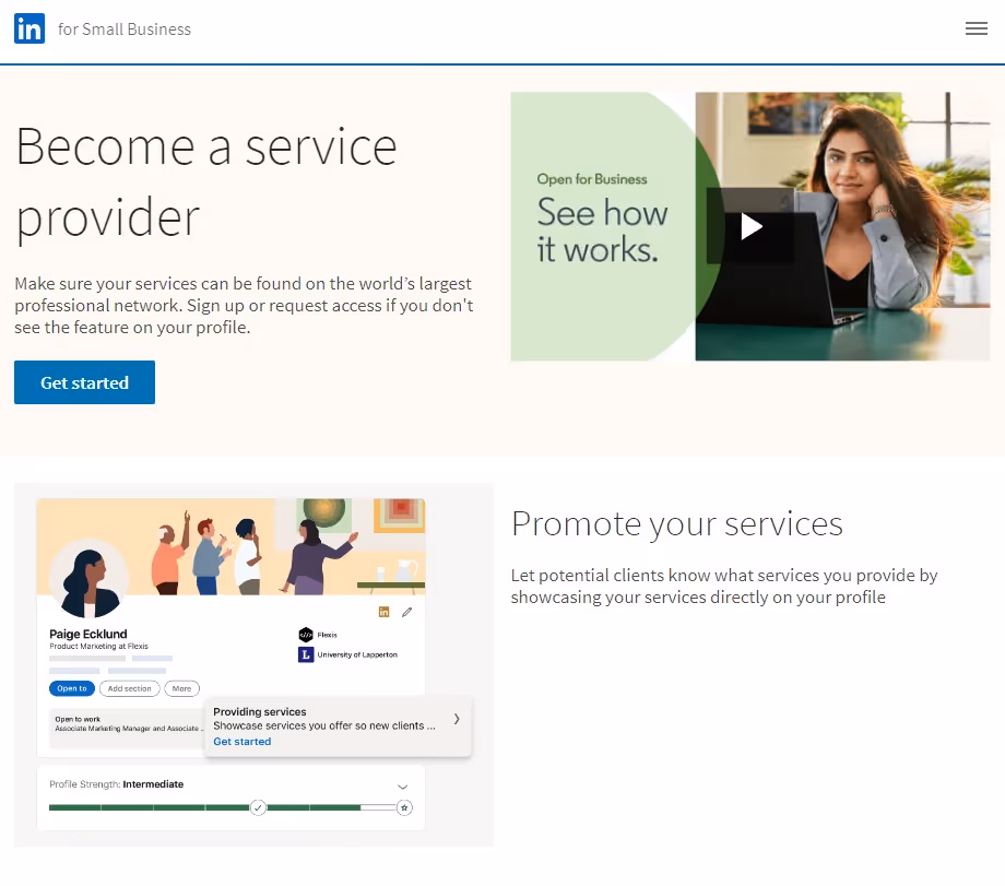 LinkedIn abierta para los negocios