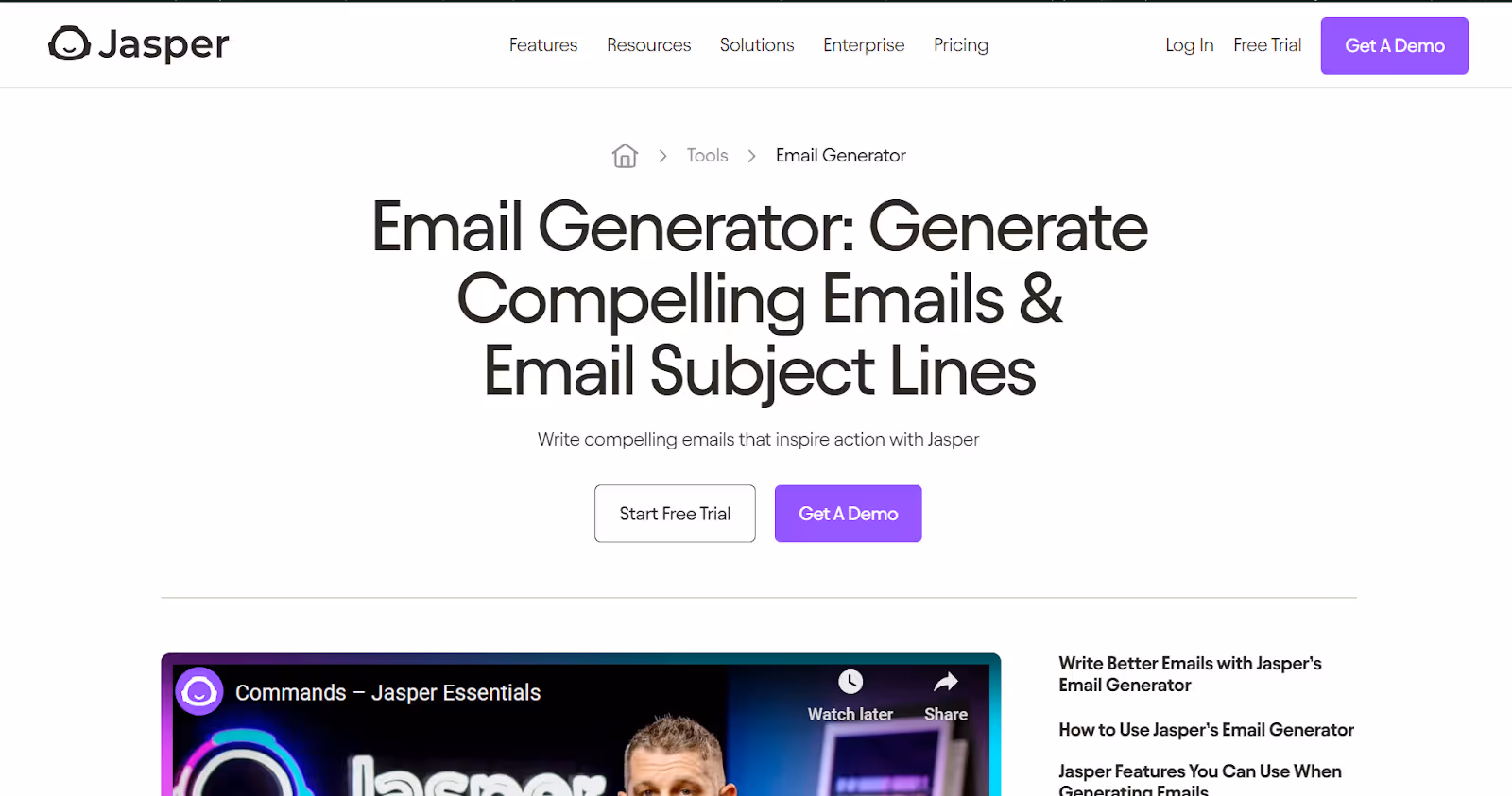 Generador de correos electrónicos Jasper AI