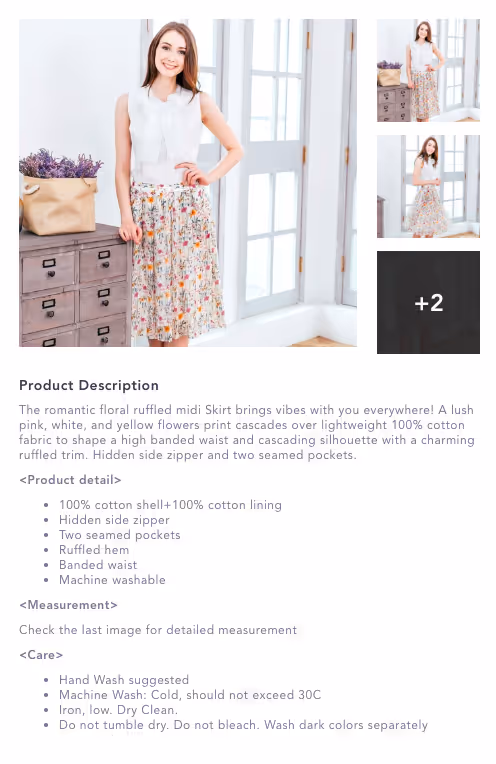 Product descriptions and photos