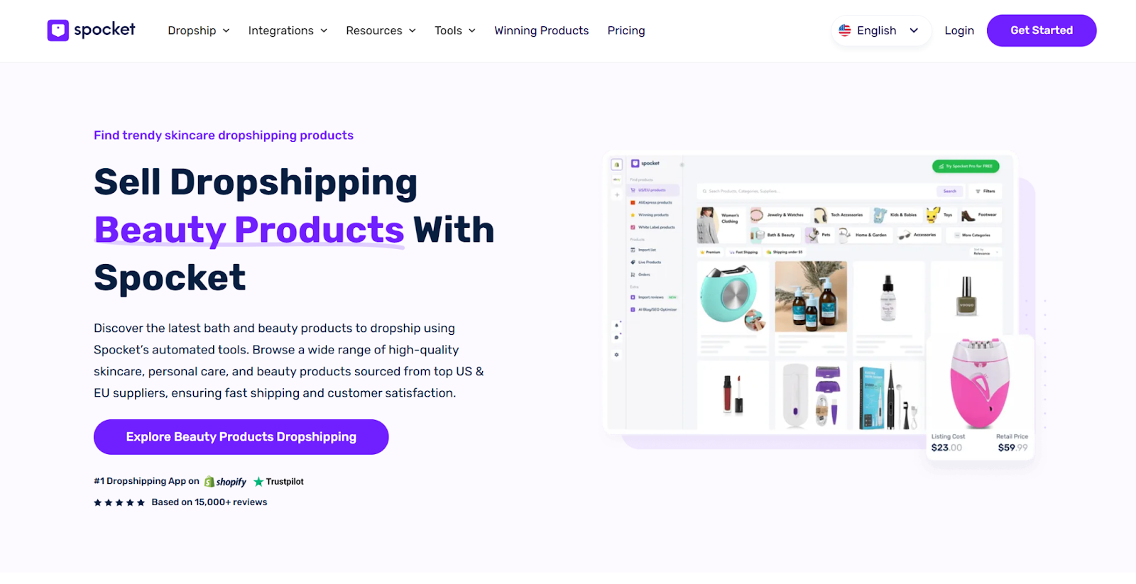 Vender productos de belleza con Spocket