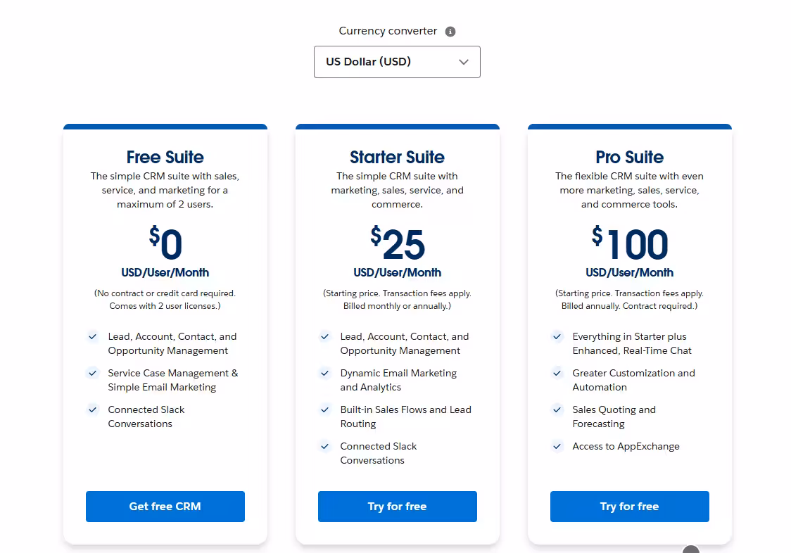 Salesforce CRM Pricing 