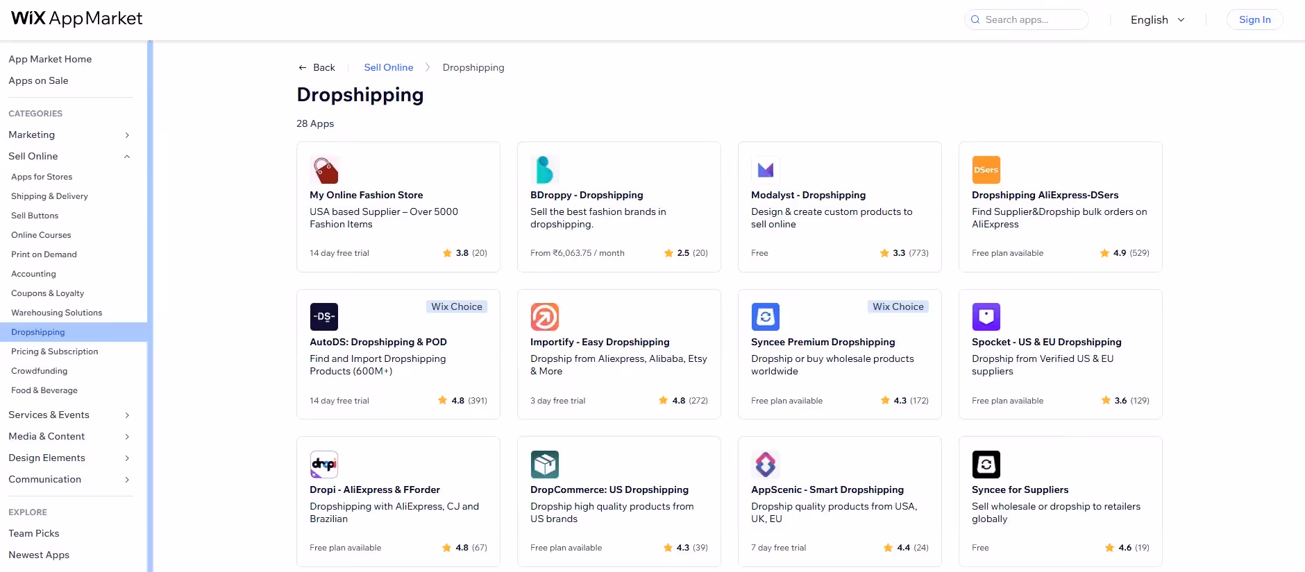 Wix Dropshipping Apps