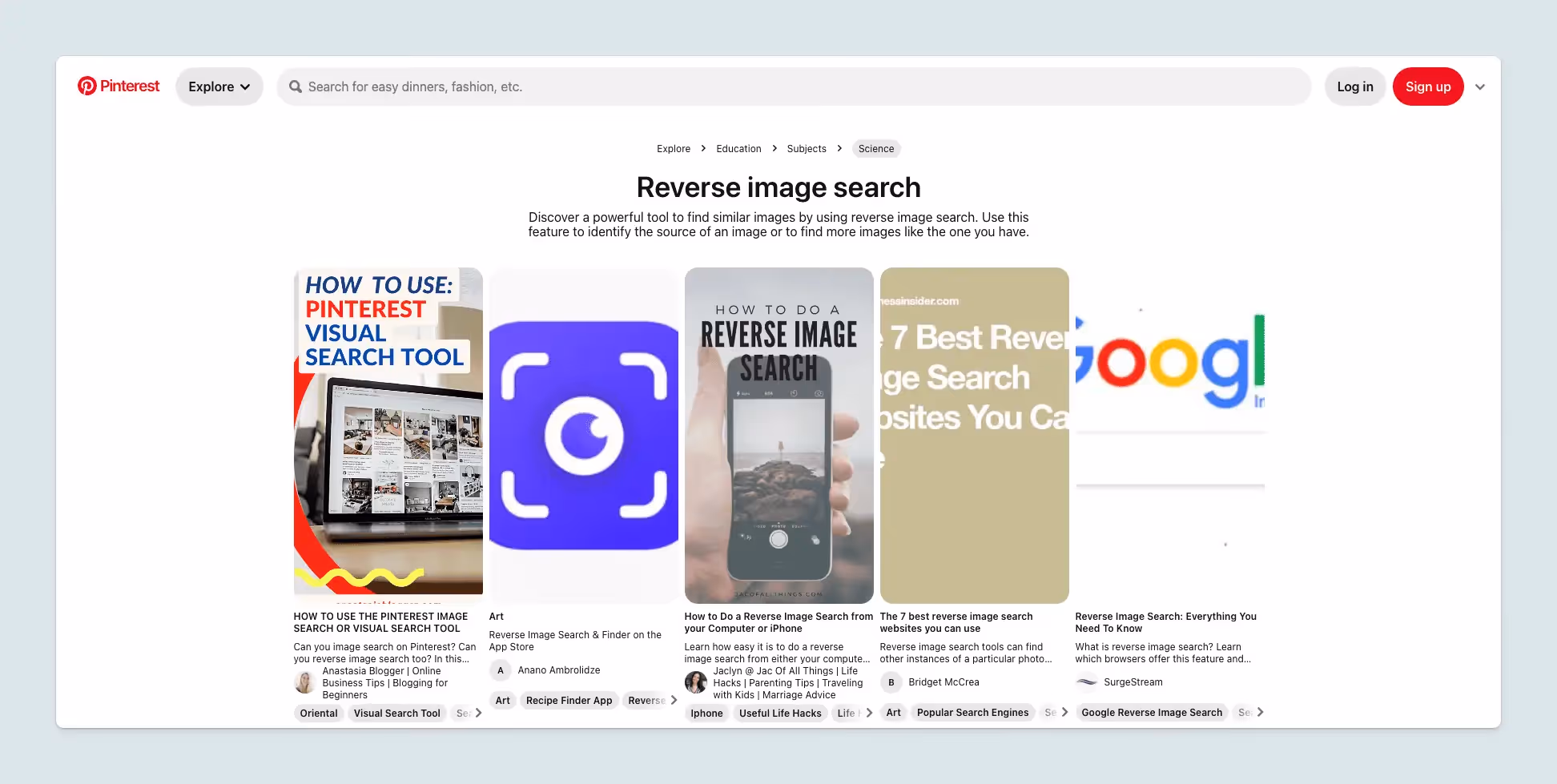 Pinterest visual search
