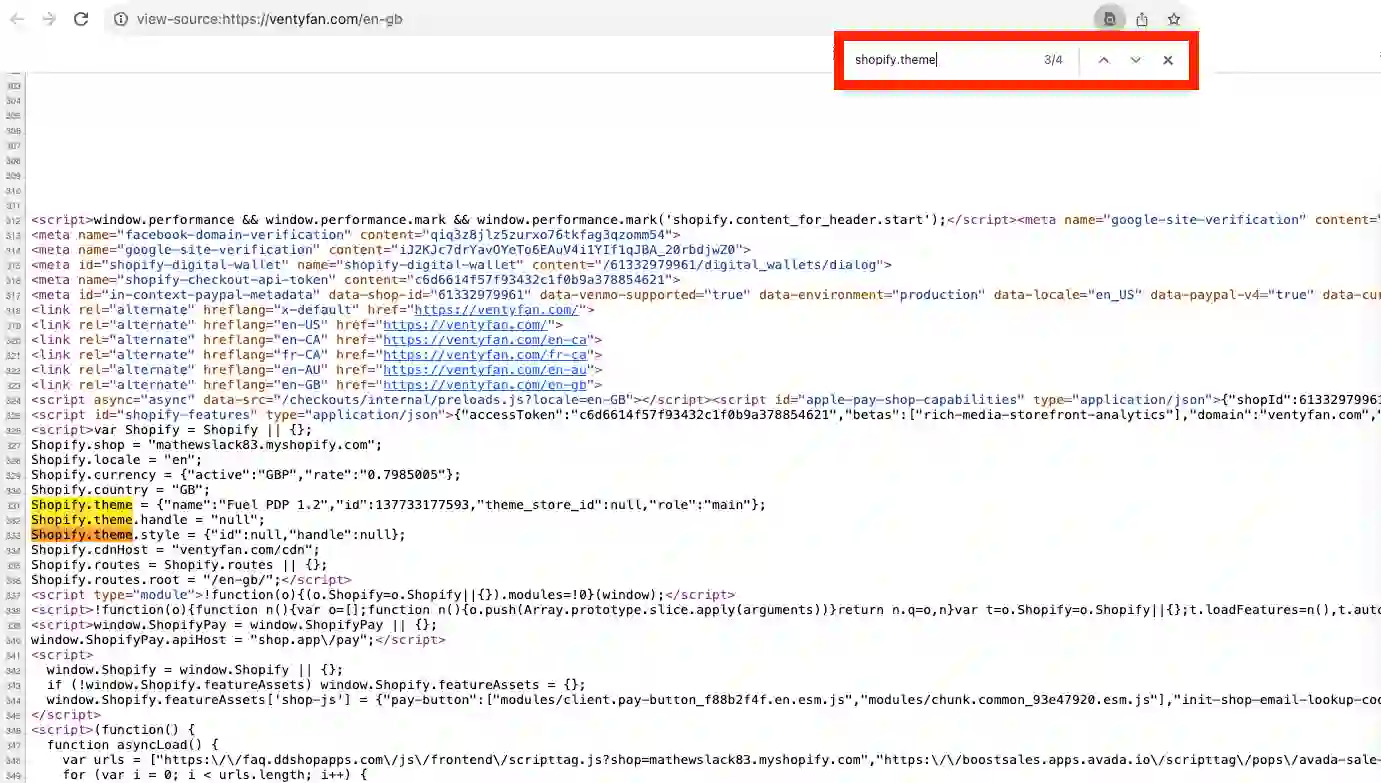 Shopify theme in source code