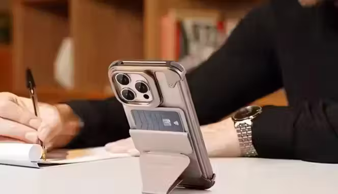 Leather Magnetic Card Holder with Stand Function for Back of Phone