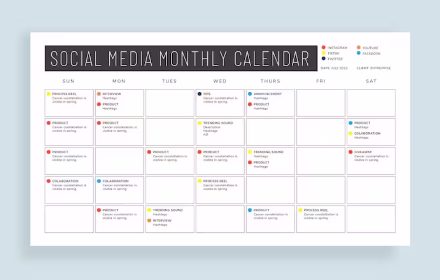 social media calendar