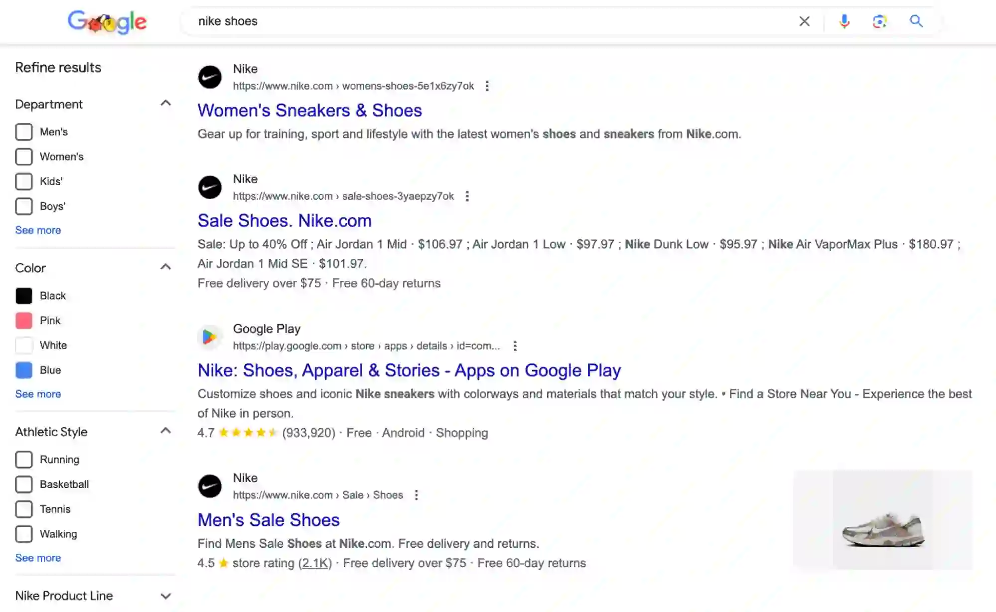 Esempio di Google Shopping Ads per un negozio di dropshipping nella nicchia del fitness
