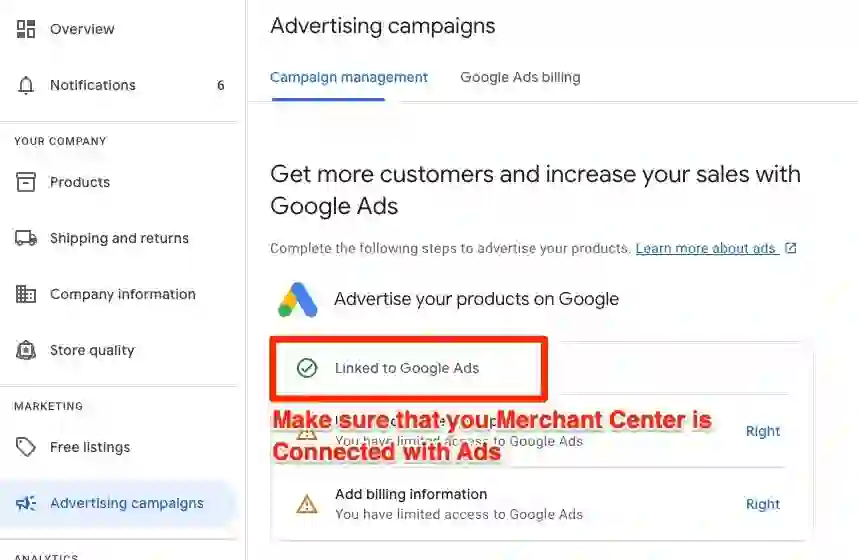Collega il tuo negozio a Google Merchant Center