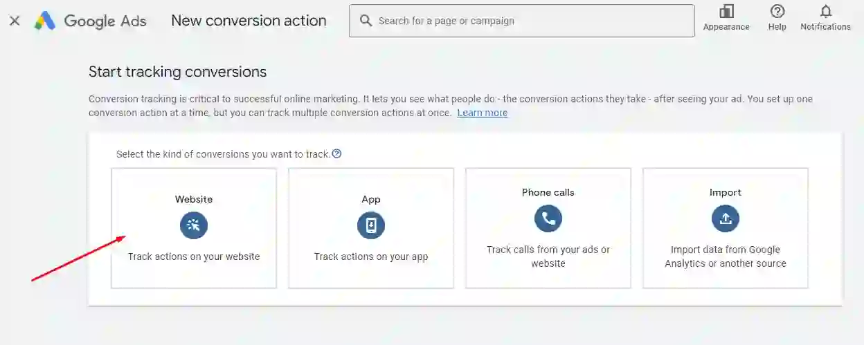 Configura il monitoraggio delle conversioni