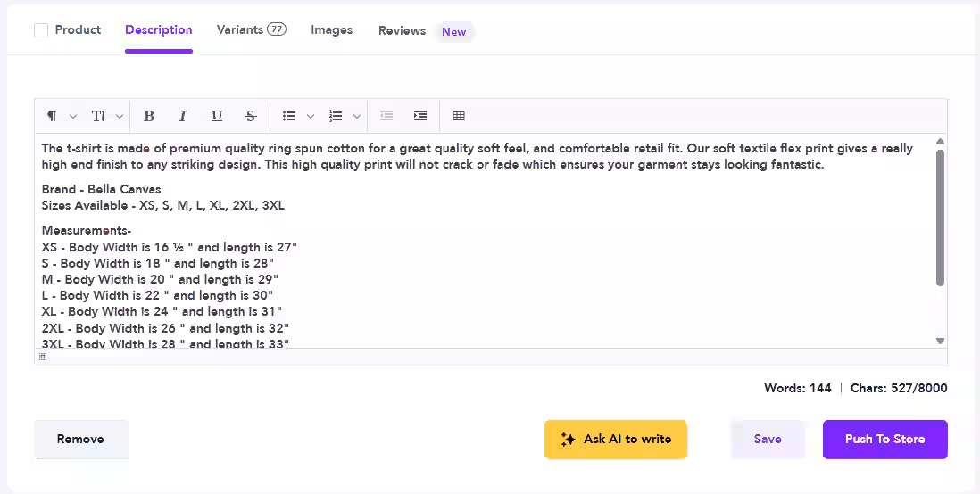 Editing Product Details