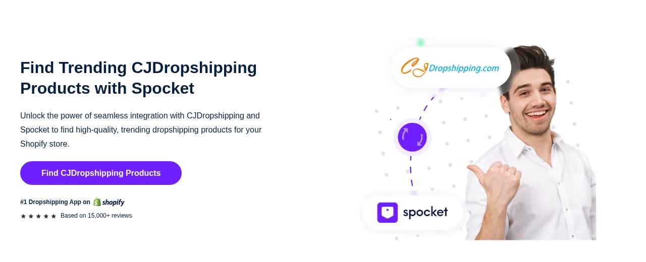 Spocket page for finding CJDropshipping products alongside US and EU suppliers