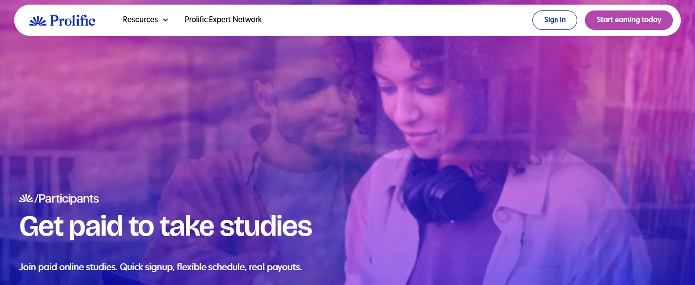 Prolific participants page, one of the secret websites to make money by taking paid research studies