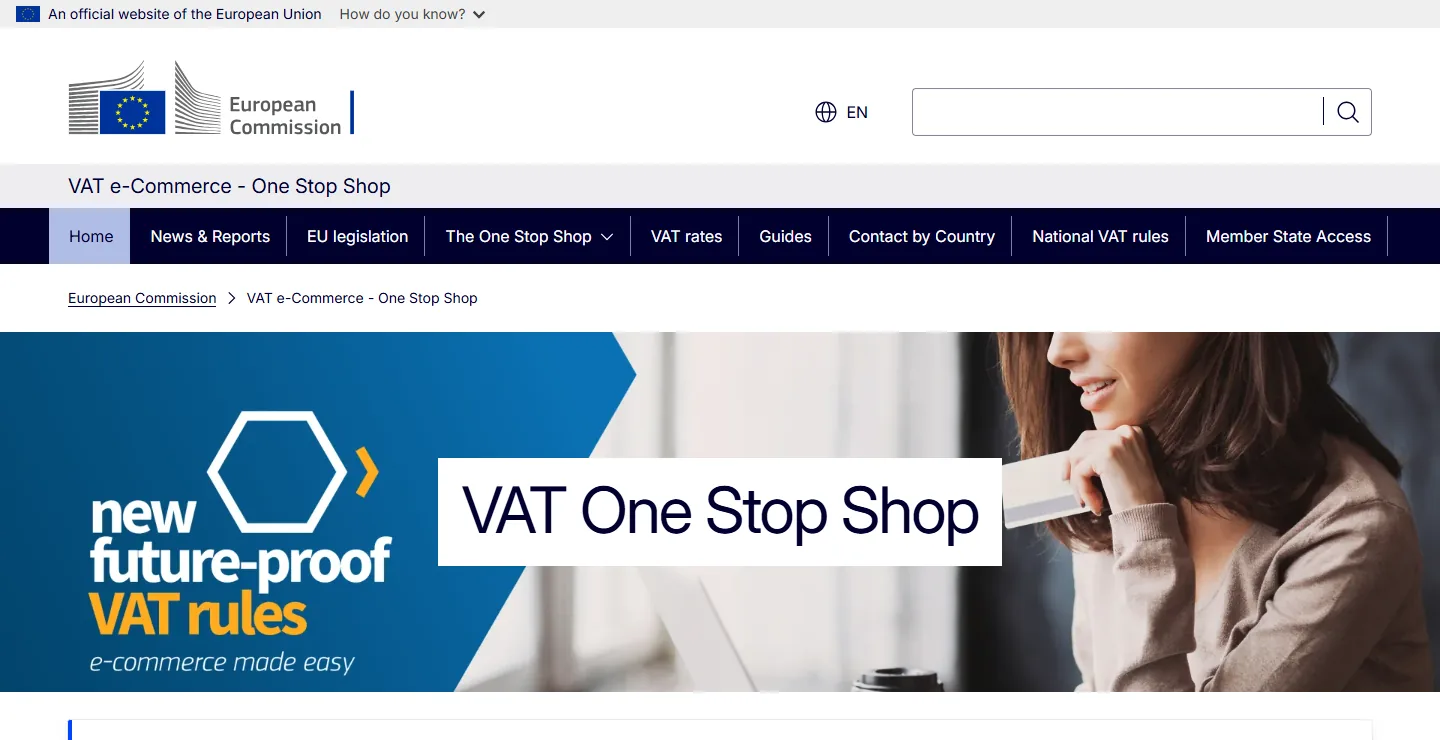 European Commission VAT e-commerce One Stop Shop portal homepage