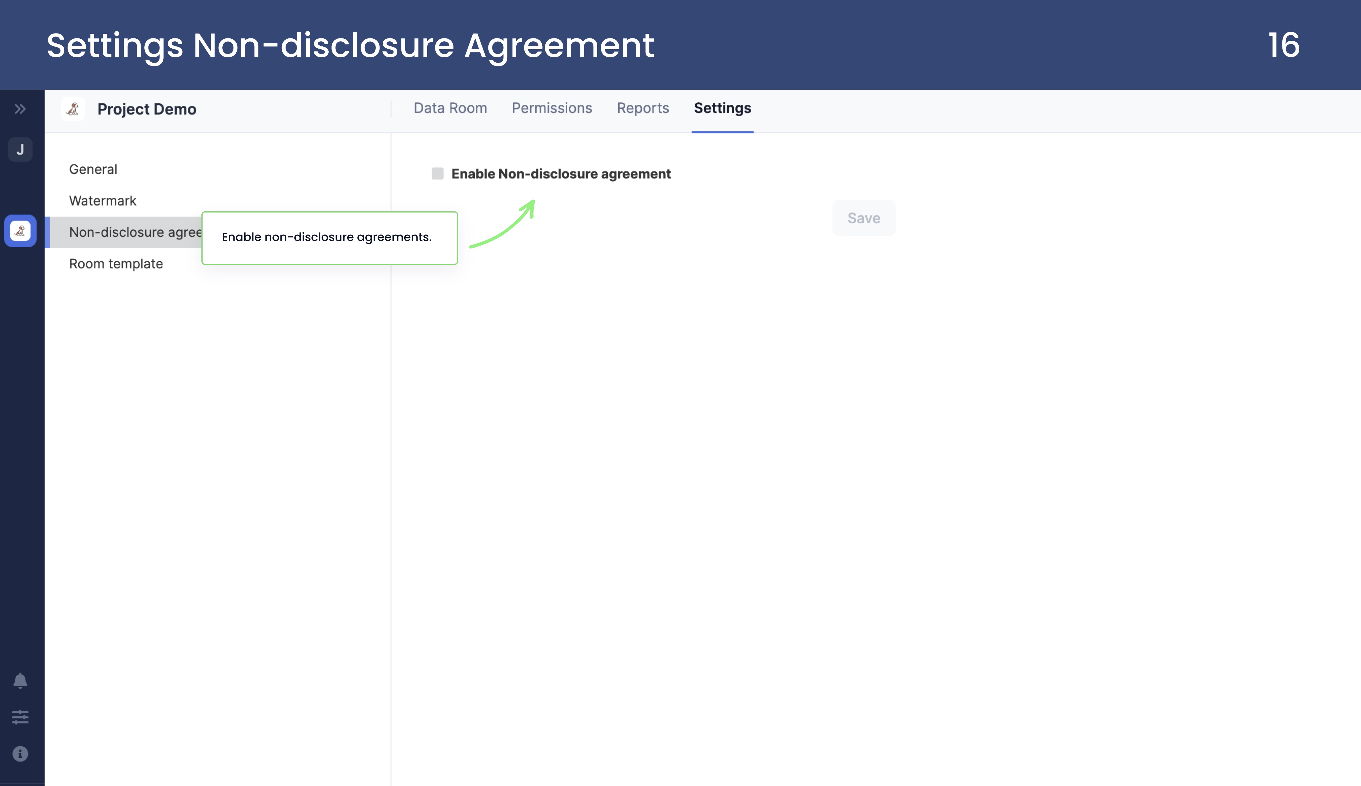 firmroom Settings: Non-Disclosure Agreement
