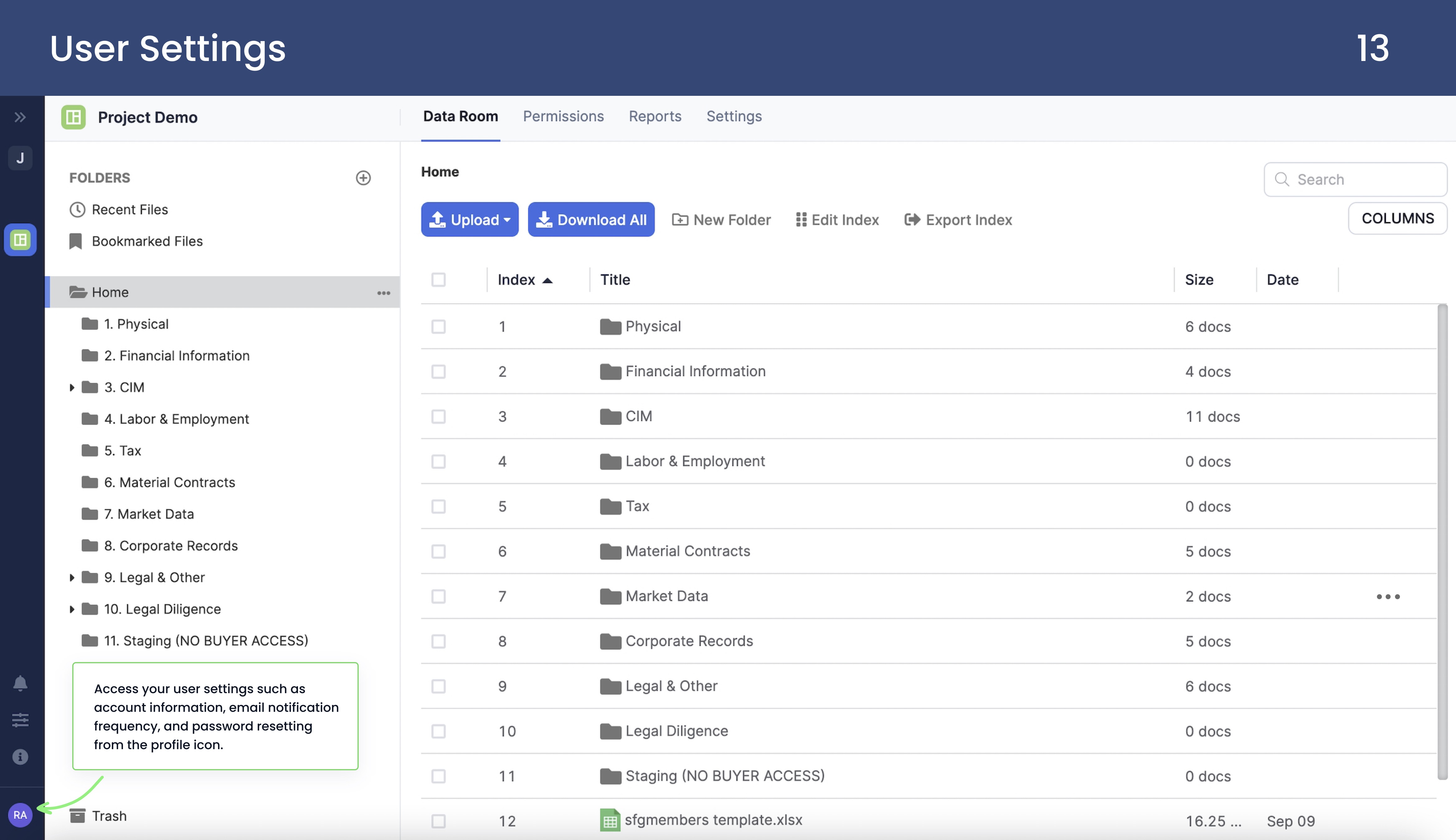 firmoom user settings