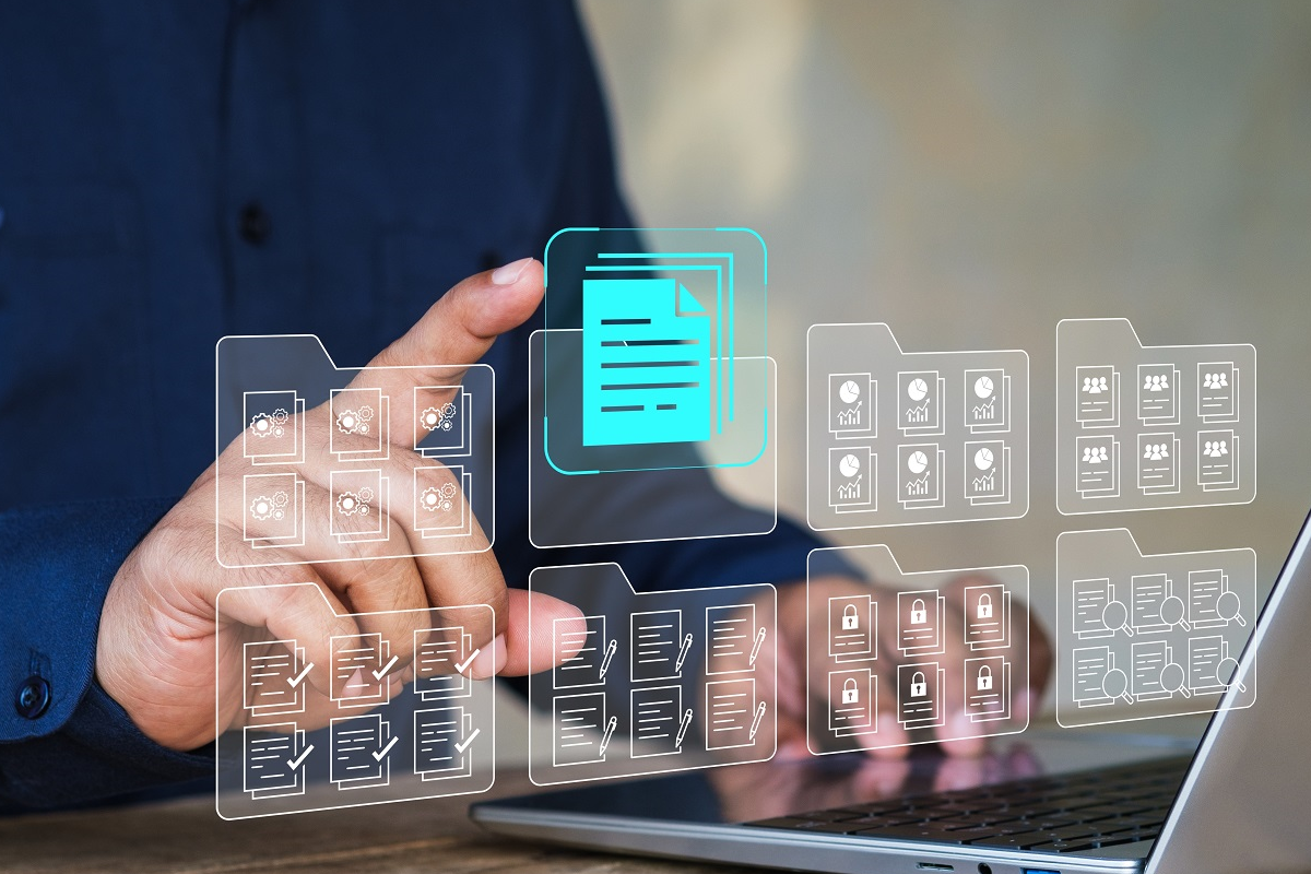 User accessing organized digital folders in a virtual data room for investor due diligence