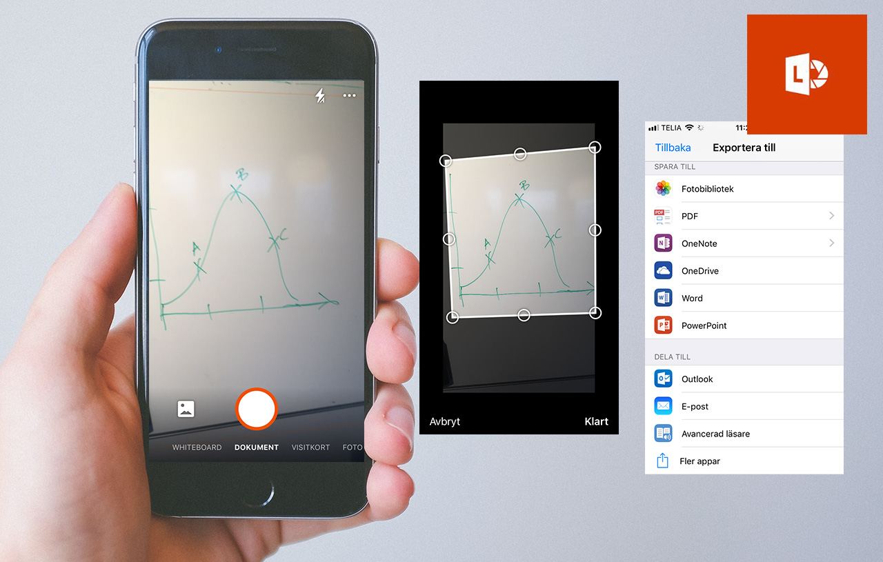 Microsoft Office Lens med många möjligheter att arbeta vidare med dina bilder