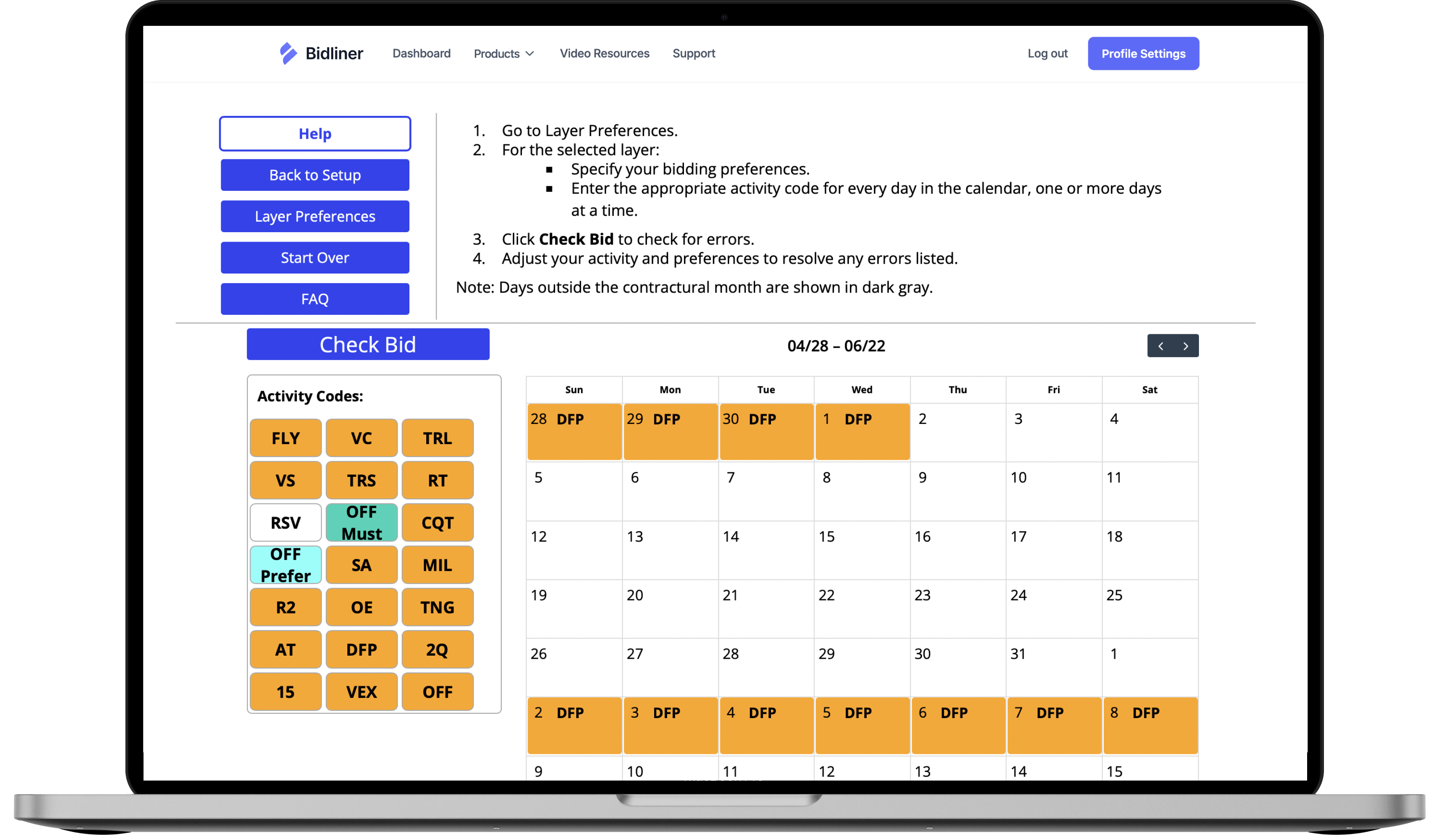 Dashboard mockup