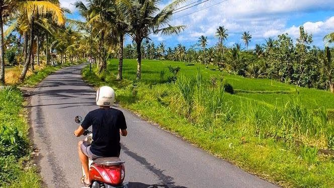 Man riding a bike in Neil Island (Shaheed Dweep) 