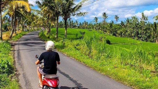 Man riding a bike in Neil Island (Shaheed Dweep) 