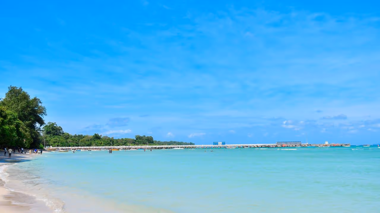 Photo of Neil Island (Shaheed Dweep) jetty from a distance. 