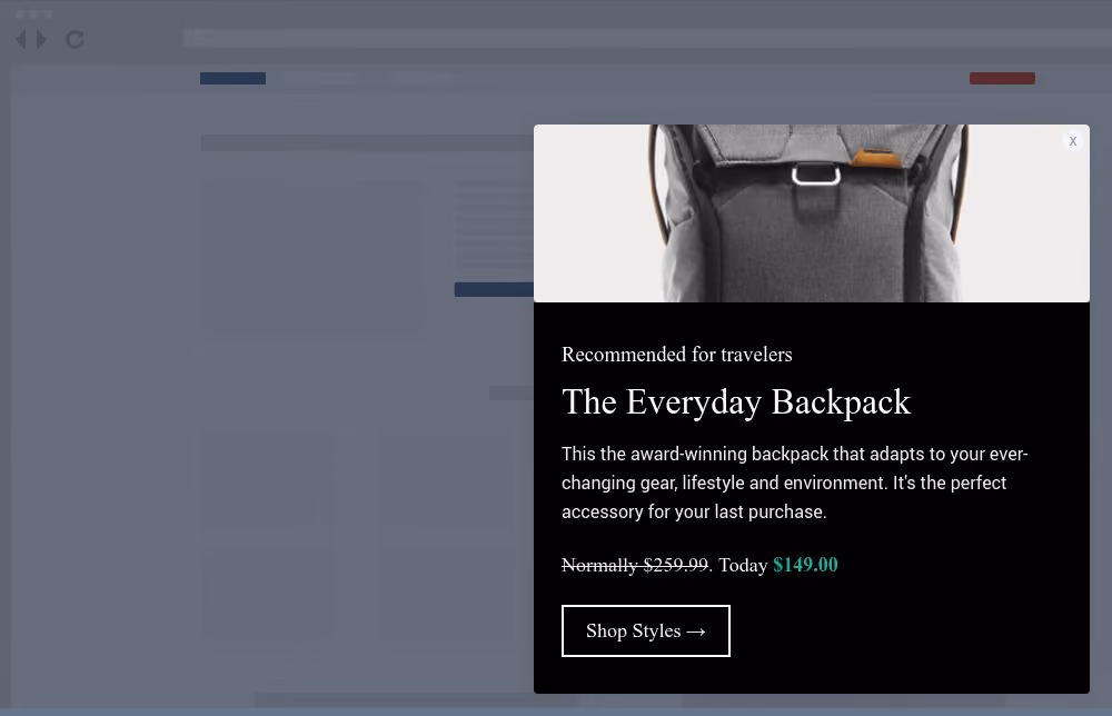 Personalized Product Recommendation Site Message