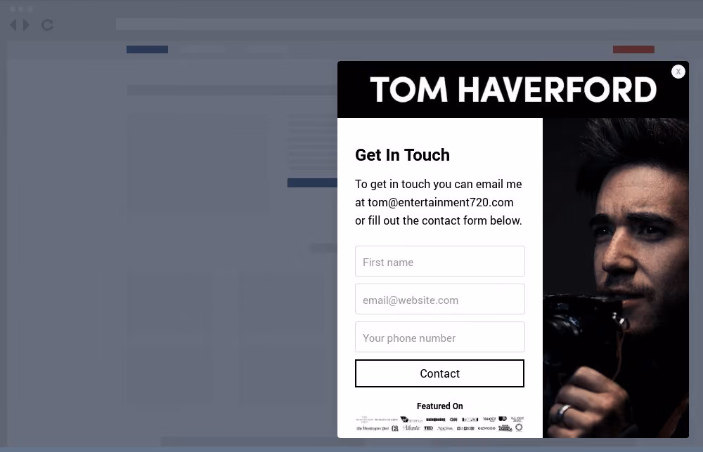 Photographer Contact Form – Site Message Template