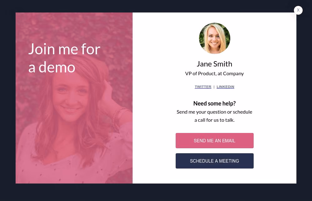 Demo Schedule Form Popup Template (Female)