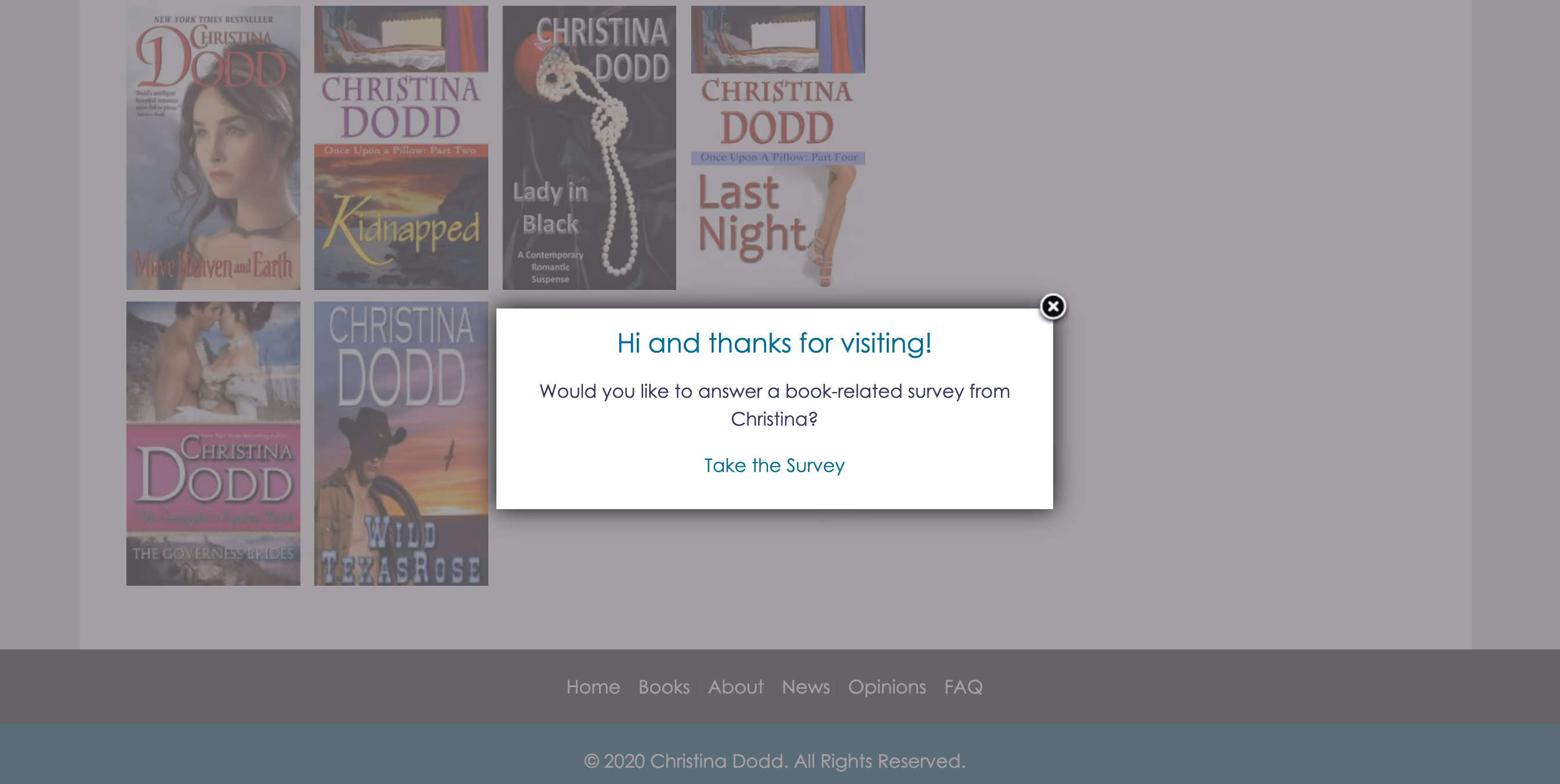 Christina Dodd Website Survey Popup