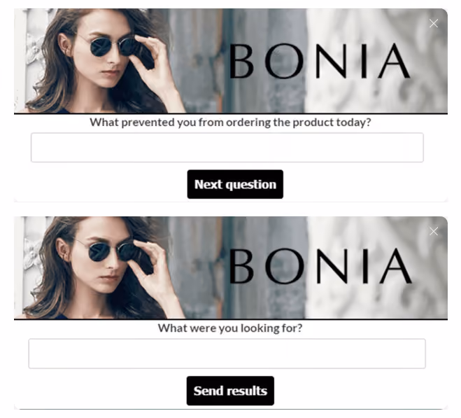 Bonia Website Survey Popup