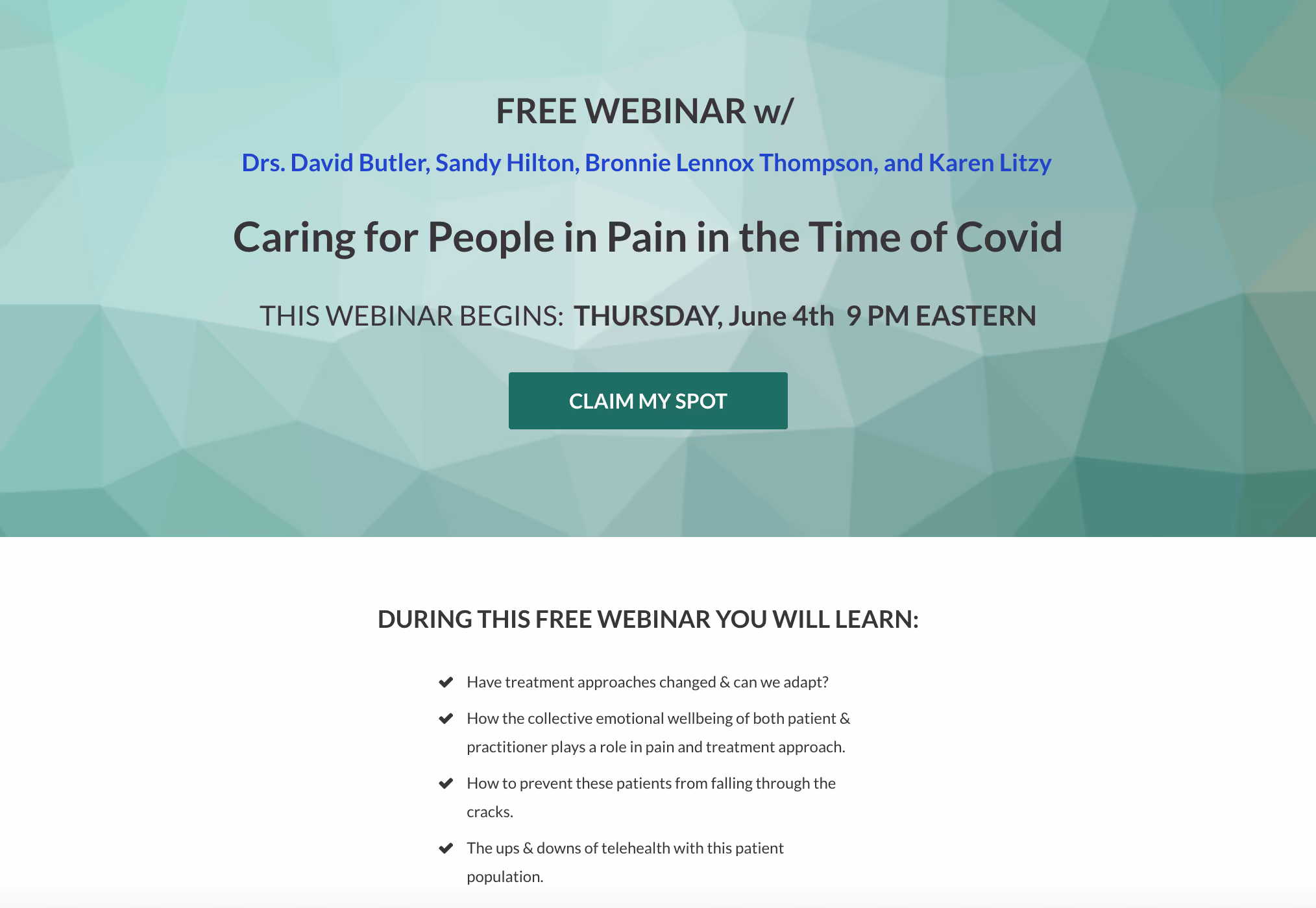 Dr Karen Litzy Webinar Landing Page