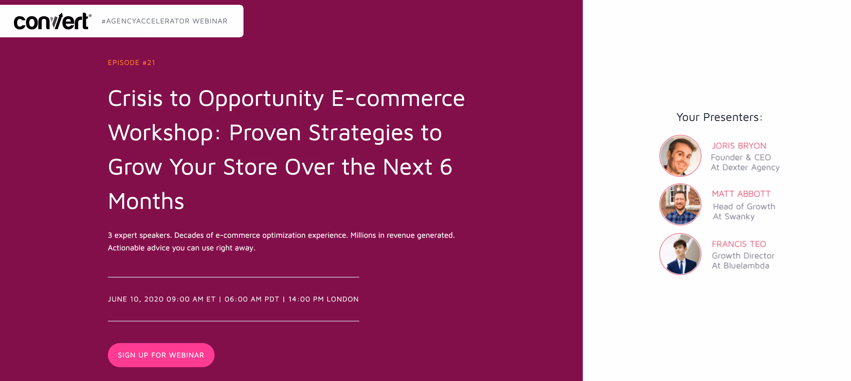 Convert Webinar Landing Page